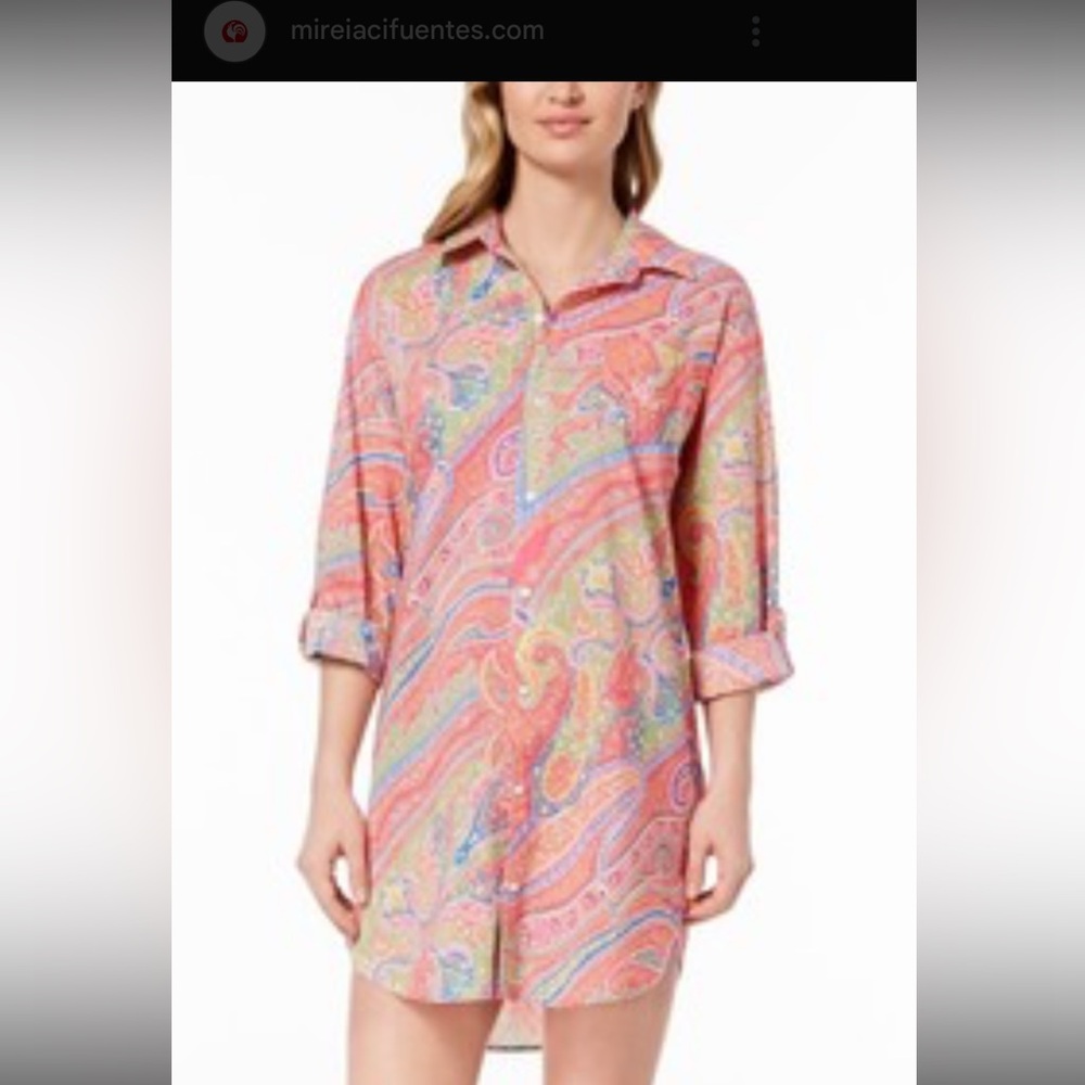 $25 sale Ralph Lauren Paisley pink pajama sleep shirt L 151